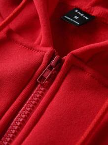 Manfinity EMRG 男士休闲时尚印花宽松长袖连帽运动衫 - 紅色 - 查看 6