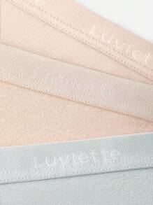 LUVLETTE 3 条装透气棉质高腰基本款三角裤女士内裤套装 - 柔和色彩，也适合青少年女孩和儿童