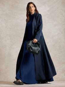 Briarwyn 女士纯色翻领长袖双排扣休闲长裙 女士秋季连衣裙 返校服 女士教师装 女士办公室服装 复古风格女士；复古女士服装 - 藏蓝色 - 查看 2