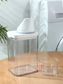 1 pieza Dispensador de detergente para ropa recargable y a prueba de fugas de 700ML, 1100ML, 1500ML, 1900ML transparente con tapa y taza medidora, contenedor de almacenamiento multifuncional, botella de viaje, organizador para el hogar, lavandería, dormitorio, campamento, viajes al aire libre - transparente - Ver 5