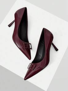 MOTF PREMIUM Tacones altos de punta fina en piel sintética (PU) - Burdeos - Ver 4