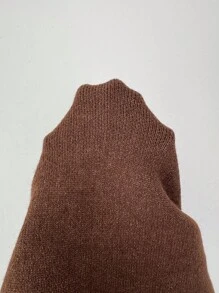 Selianne Autumn/Winter Elegant Asymmetrical Neck Knit Sweater Knit Pullover Fall - Coffee Brown - View 6