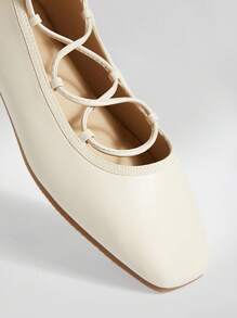 Solezae 百搭女士PU踝带芭蕾平底鞋舒适一脚蹬休闲办公室度假鞋清凉感 - 白色 - 查看 6