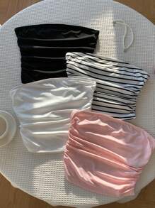 Comfortcana 4pcs Women's Basic Comfortable Ruched Camisole Tops Suitable For Going Out - Multicolor - View 1