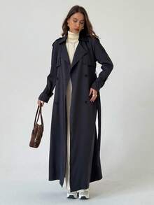 Aloruh Casual Fashion Versatile Commuting Minimalist Women Trench Coats In Fall/Winter - Black - View 6