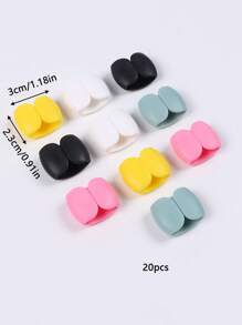 10/20 clipes organizadores de cabos de cores aleatórias, enroladores decorativos para cabos de fone de ouvido/carregamento, dispositivo de enrolamento multifuncional