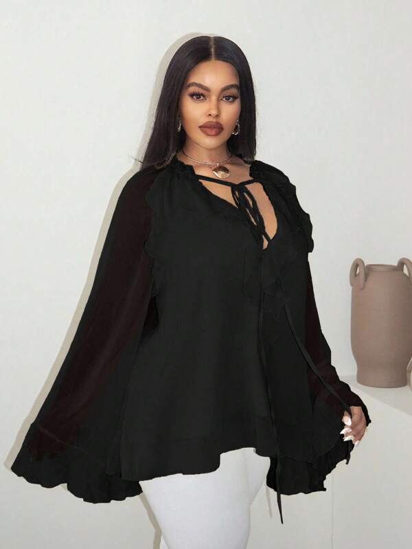Maweii Große Größen Sexy Schleife Bluse