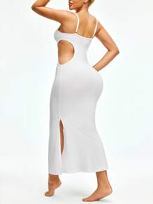 SHAPORA Camisón de media longitud con copa ajustada y cómoda para mujeres - Blanco - Ver 2