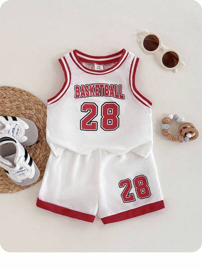 Baby Sets Contrast Binding Huruf Striped