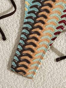 Swim SXY 2025 夏季时尚纹理面料性感可爱石珠装饰波西米亚印花吊带比基尼两件套女式泳衣 - 彩色 - 查看 7