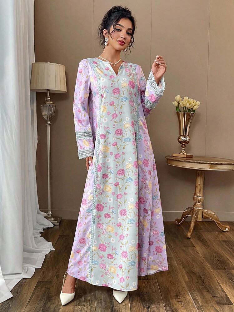 Yasmyna Romantic Floral Lace Patchwork Loose Fashionable Dress For Women - Multicolor - View 6