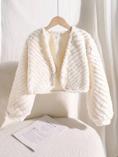 Sparklyn Chaqueta de niña con cuello de chal de tela jacquard texturizada, abrigo pequeño elegante y versátil de alta gama con estampado floral blanco, para otoño/invierno y vuelta al colegio