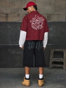 AXEPEAK Casual Fashion Street Style Loose Fit Short Sleeve Shirt For Men, Summer