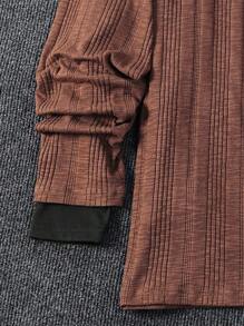 Manfinity Dauomo Men's Casual Solid Color Front Button T-Shirt, Versatile For Summer - Brown - View 4