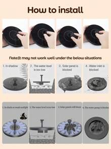 Teckwe Solar Fountain Pump,Solar Fountain For Bird Bath Free Standing Floating Water Fountain Solar Powered Fountain Pump For Bird Bath, Garden,Pond,Pool,Outdoor