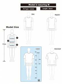 Aesthetic Post--Street Casual Distressed Numeral Slogan Striped Print Boxy Cropped Shirt Men's Cropped Tops, Men Cropped Graphic Shirt, Striped Cropped Shirt - Multicolor - View 3