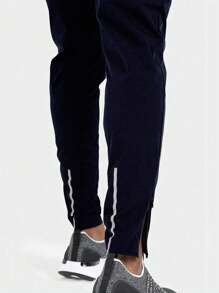 Coreblaze Men Plain Color Simple Stylish Sports Pants, Suitable For Fall Breathable Sweat Pants - Blue - View 2