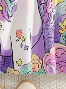 Elladie kids Đầm thời trang thường ngày cổ tròn họa tiết kỳ lân hoạt hình dễ thương cho bé gái, ôm sát eo, thích hợp cho tiệc tùng ngày lễ, kỳ nghỉ, mùa hè - Màu tím - Xem 6