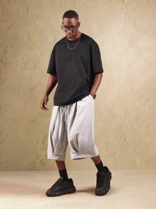 SUMWON 超大百慕大运动短裤高腰抽绳家居服超长及膝宽松休闲舒适运动