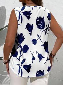 EMERY ROSE Áo cánh không tay in hoa cổ chữ V mùa hè cỡ lớn, thường ngày - Nhiều màu - Xem 2