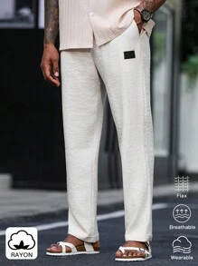 Manfinity Homme Men's Casual Solid Color Tapered Pants - Apricot - View 6
