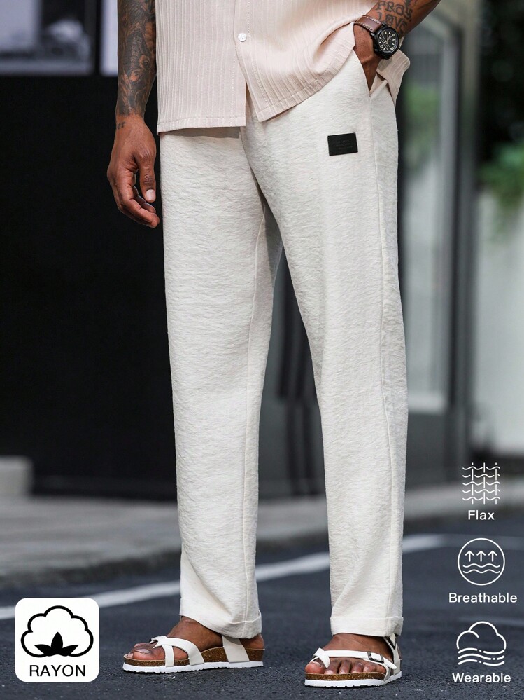 Manfinity Homme Men's Casual Solid Color Tapered Pants - Apricot - View 6