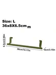 SHEIN Basic living 1入綠色單桿掛毛巾架櫥櫃門掛式無痕浴巾桿 - 綠色 - 查看 11