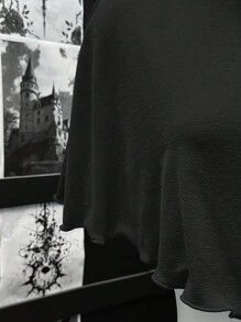 EgrlEra Comfortable Asymmetrical Neck Vacation Style Top - Black - View 3