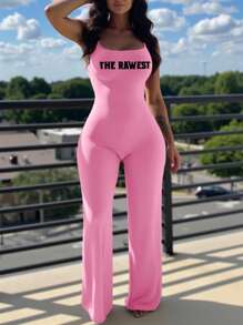 SHEIN Women's Color Block Print Jumpsuit - Pink - View 3