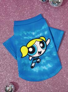 THE POWERPUFF GIRLS X SHEIN 1 chiếc áo nỉ in hình nhân vật hoạt hình cho thú cưng, quần áo cho mèo/chó, size XXS-XXXXL, cỡ cực nhỏ, cỡ cực lớn, bong bóng, hoa mao lương, hoa, trái tim, tình bạn - Nhiều màu - Xem 7