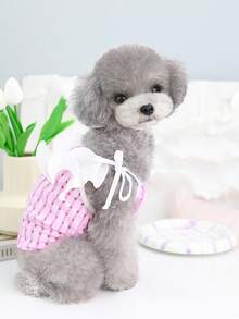 PETSIN 粉色休闲宠物连衣裙，适合春夏季 - 粉色 - 查看 6