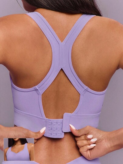 GLOWMODE FeatherFit™-Sculpt V Neck Racerback Sports Bra Tank Top Medium Support Workout Gym Fall Winter