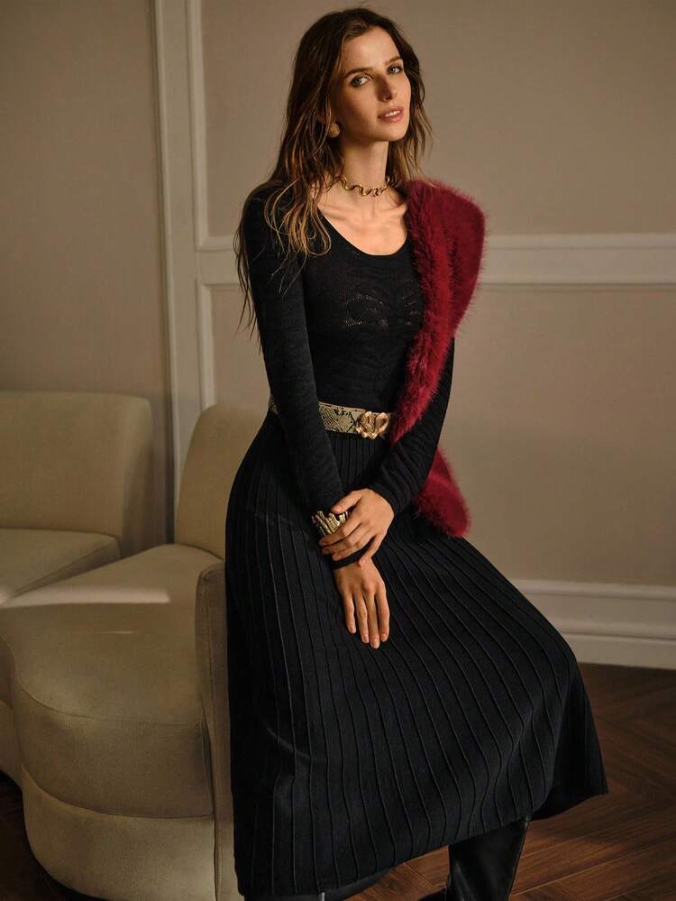 SLIM FIT RIB-KNIT SWEATER DRESS