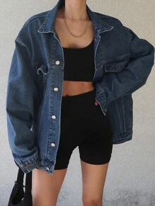 Strévra Women's Loose Fit Denim Jacket And Coat