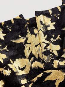 SHEIN MOD 大码复古黑色天鹅绒烫花长裙、派对礼服、闪亮面料、女士夏/秋装连衣裙、生日礼服、优雅派对礼服、女士生日礼服、派对、万圣节服装