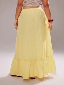 Rustia 纯色束腰休闲舒适长裙 - 黃色 - 查看 2