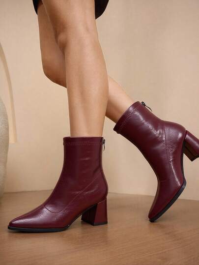 Daringsoles Stivaletti e stivali corti da donna con punta affusolata e design con cerniera sul retro, alla moda e versatili