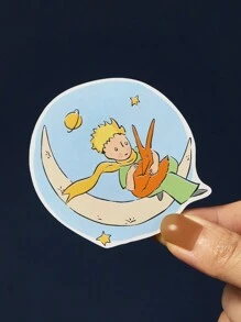 LE PETIT PRINCE X SHEIN 37张卡通图案贴纸套装，适合学生、男女老少，可用于笔记本、日记本、手工艺品等物品。也可用于滑板、笔记本电脑和行李箱的个性化装饰。可移除背胶，易于撕除不留残胶，图案包括小王子、B612星球、玫瑰、爱心、月亮和星星。 - 彩色 - 查看 5