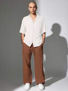 SUMWON 阔腿溜冰裤亚麻休闲裤宽松束腰度假服家居服春夏系列