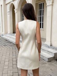 Serisse 女士休闲优雅仿珍珠纽扣粗花呢连衣裙，适合派对、秋季、冬季等各种场合，包括休闲、正式优雅场合，款式优雅大方，也适合夏季穿着，例如白色毕业礼服、日常穿着、外出、度假、教师装、商务休闲女装、早午餐装、办公室服装、万圣节服装、返校节礼服等。 - 杏色 - 查看 3