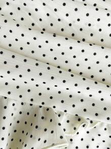 Elamini Women's Ruffle Hem Polka Dot Print Mini Skirt With Fashion Design, Suitable For Holiday