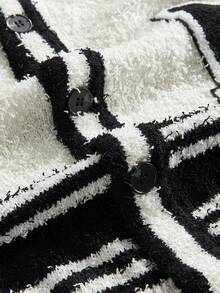 ROMWE MEN Street Life Men's Casual Daily Letter Patch Knit Cardigan, Autumn/Winter