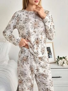 EURMUSE Cotton Women PLUS SIZE 2 Pcs Floral Pattern Homewear Set - Multicolor - View 7