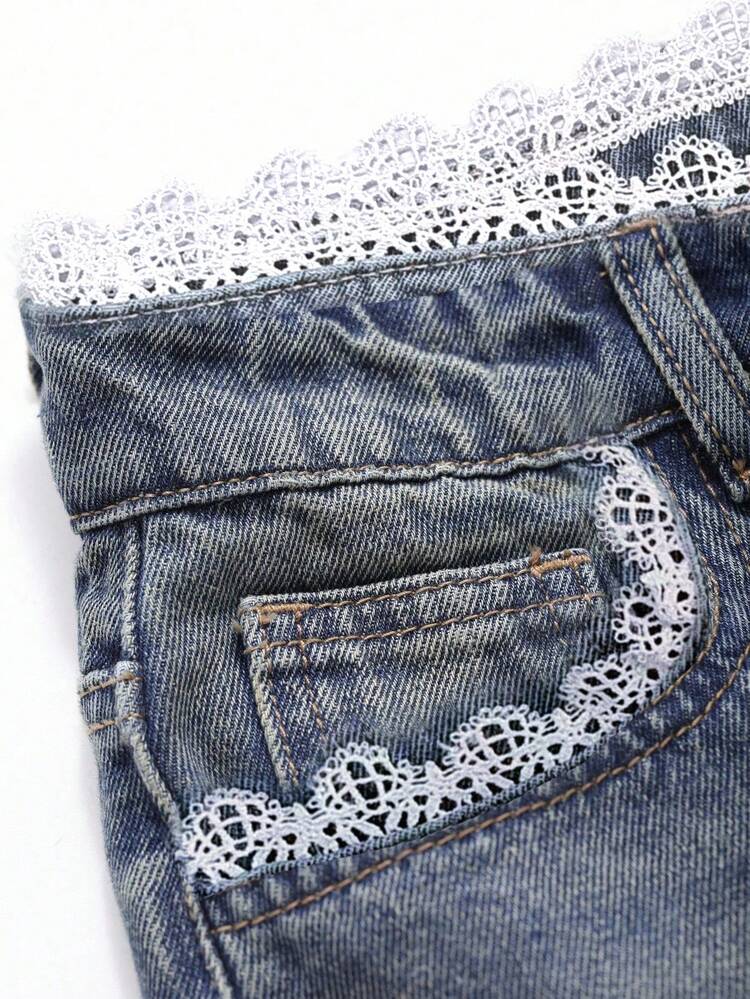Women's Flare Jeans With Lace Splice