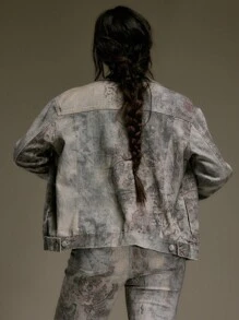 MUSERA Oversized Printed Denim Jacket Western Country Fall Autumn Back To School Cute 90's Y2k Fall Streetwear Festival Midwest Thanksgiving Chic