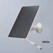 360°可旋转太阳能电池板充电器，适用于低压安防摄像头，兼容Micro USB和USB-C，可轻松安装门铃、灯和监控设备