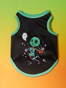 PETSIN 1pc Halloween Pet Costume Vest – Lightweight And Breathable Sleeveless Outfit For Cats And Dogs, Spooky & Festive Apparel Perfect For Halloween Parties, Trick Or Treat, Photoshoots, And Everyday Wear - Multicolor - View 2