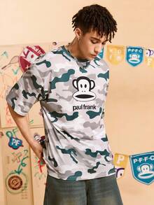 Paul Frank X SHEIN Men's Casual Monkey & Camouflage Print Short Sleeve T-Shirt, Summer - Multicolor - View 3