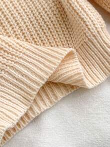 SHEIN 2pcs Newborn Baby Girl Cute Versatile Solid Color Long Sleeve Sweater, Autumn/Winter Fall