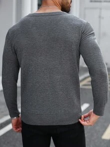 Manfinity Homme Plus Size Men's Solid Color Crew Neck Long Sleeve Casual Pullover Sweater Men Long Sleeve Sweater Men Gray Sweater , Fall Winter